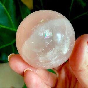 Rose Quartz Crystal Sphere with rainbows and star asterism